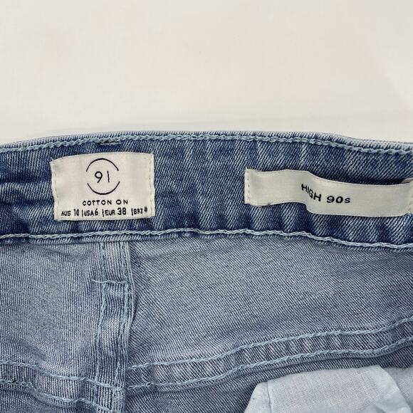 COTTON ON High 90's Jeans Womens Size 10 Heavy Denim Tapered Leg Light Wash - Picture 4 of 13